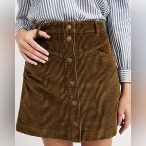 Madewell Corduroy A-Line Brown Snap Mini Skirt - Size 6
